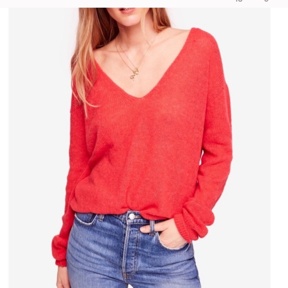 Free people gossamer v-neck sweater alpaca wool s
